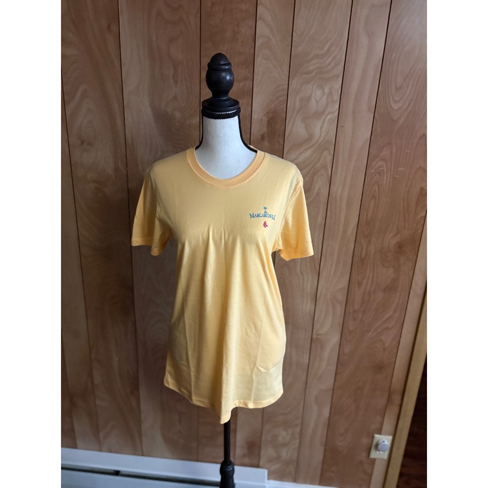 Margaritaville Boston Red Sox Baseball in Paradise Yellow T-Shirt Womens Small